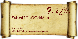Fabró Ádám névjegykártya